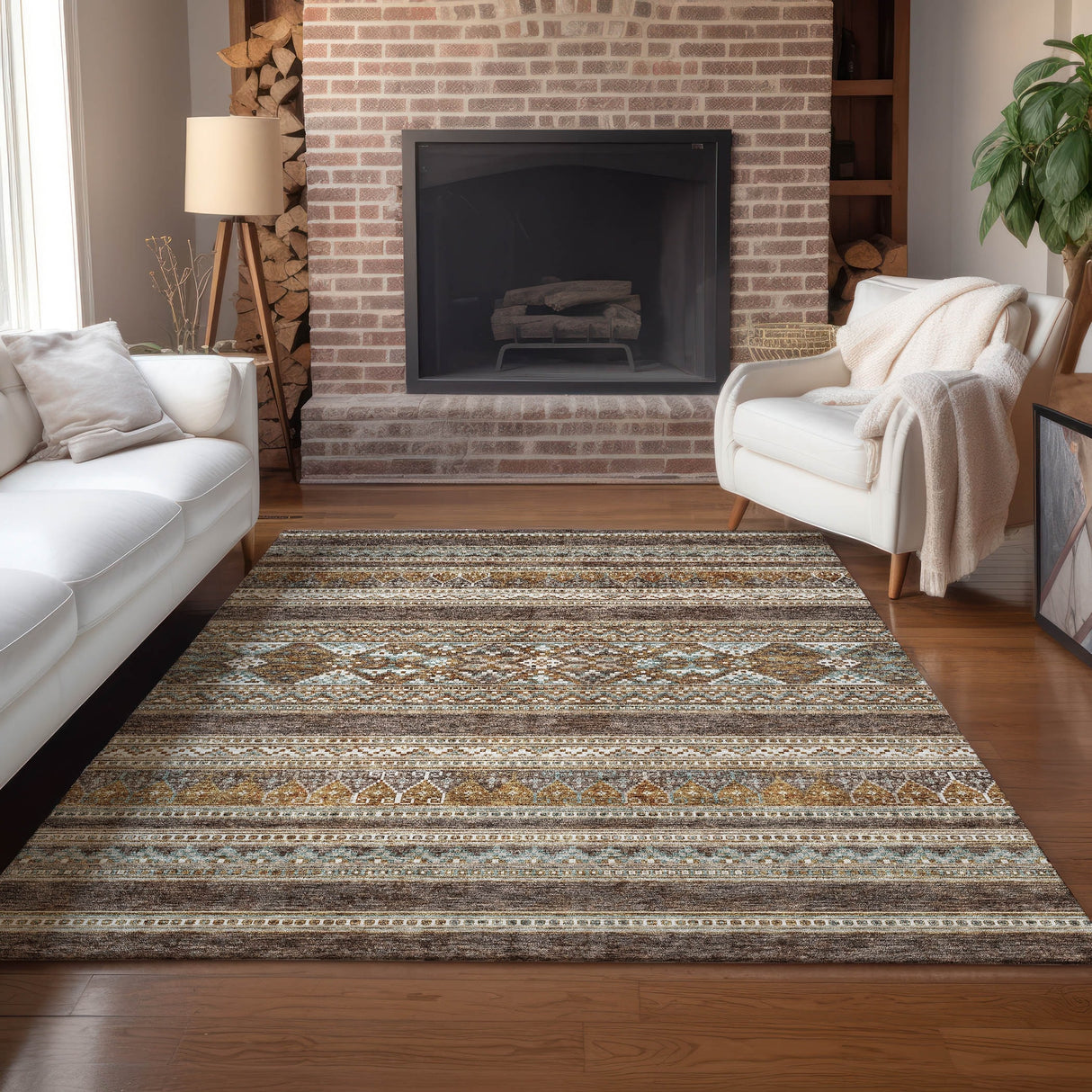 Machine Washable Indoor/ Outdoor Chantille Tribal Boho Rug