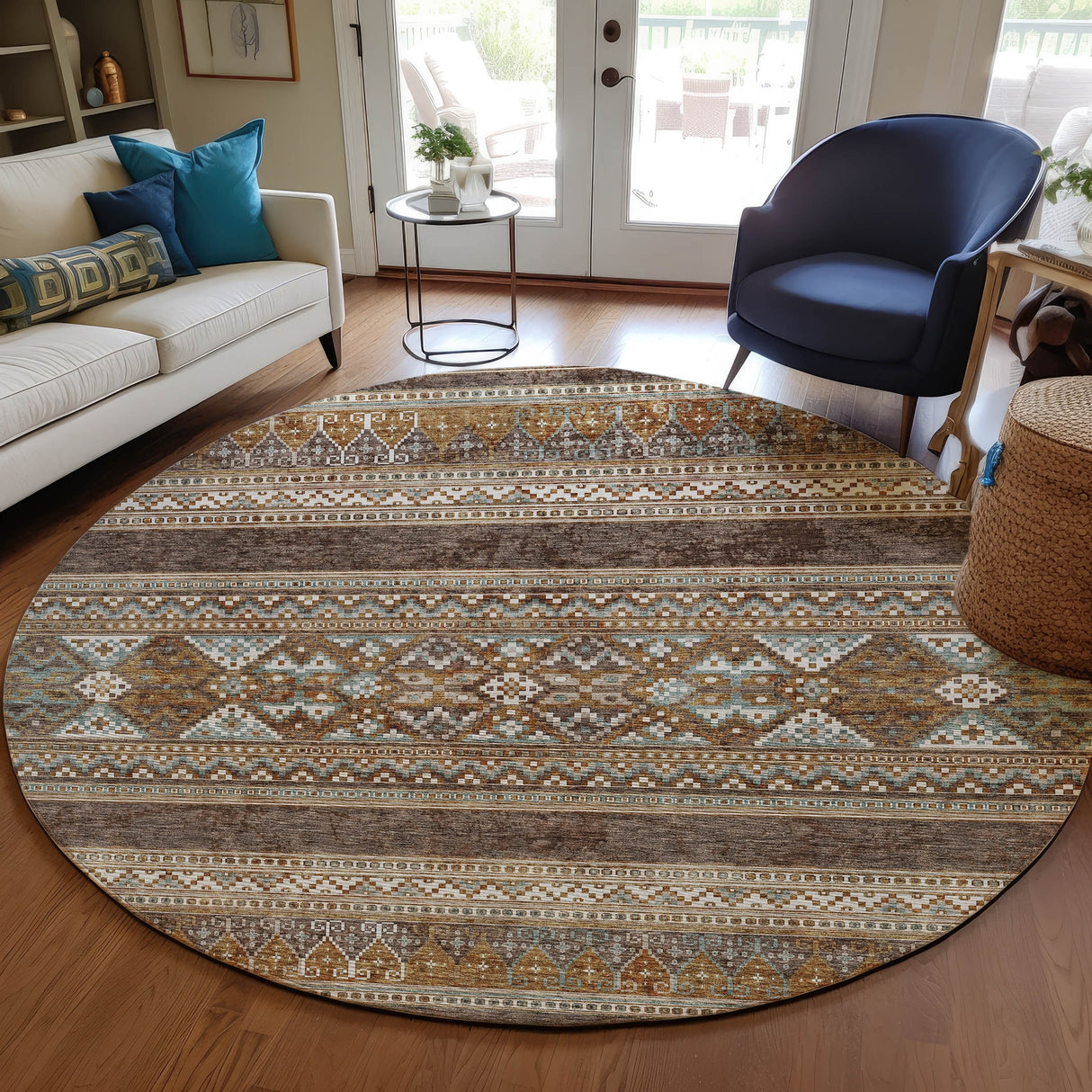 Machine Washable Indoor/ Outdoor Chantille Tribal Boho Rug