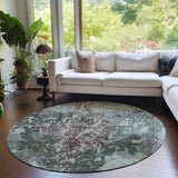 Machine Washable Indoor/ Outdoor Chantille Vintage Damask Rug