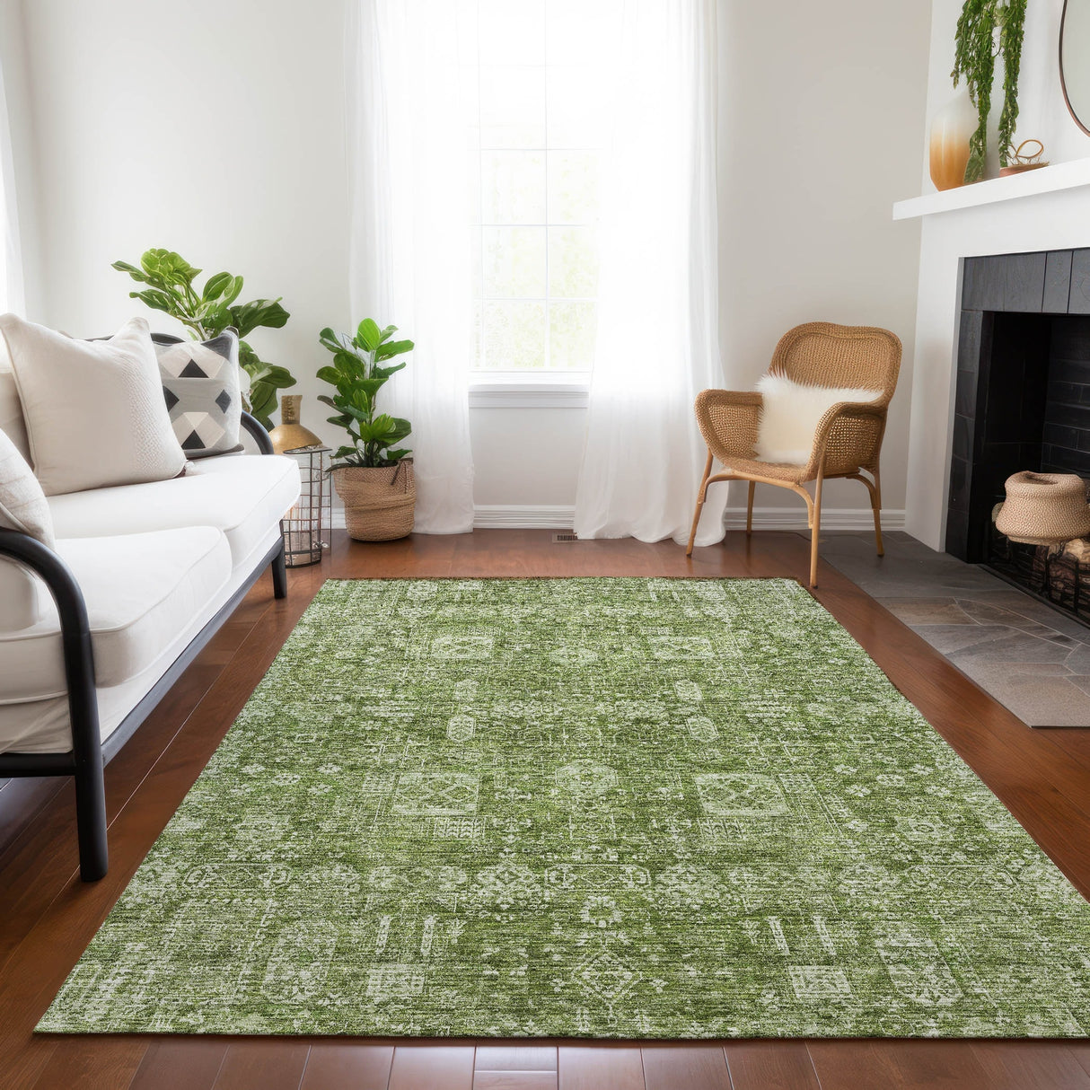 Machine Washable Indoor/ Outdoor Chantille Vintage Traditional Rug