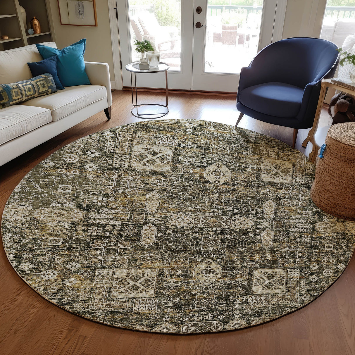 Machine Washable Indoor/ Outdoor Chantille Vintage Traditional Rug