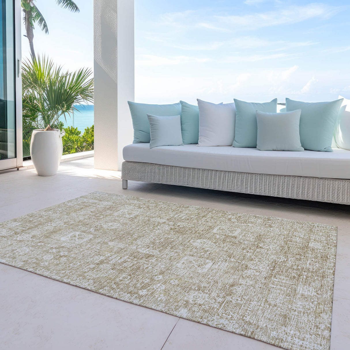 Machine Washable Indoor/ Outdoor Chantille Vintage Traditional Rug