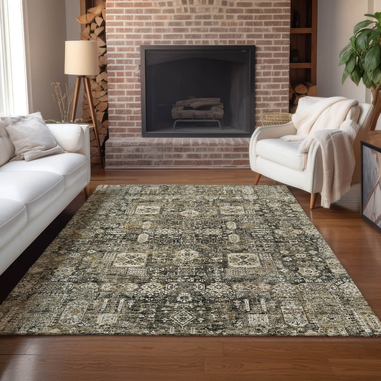 Machine Washable Indoor/ Outdoor Chantille Vintage Traditional Rug