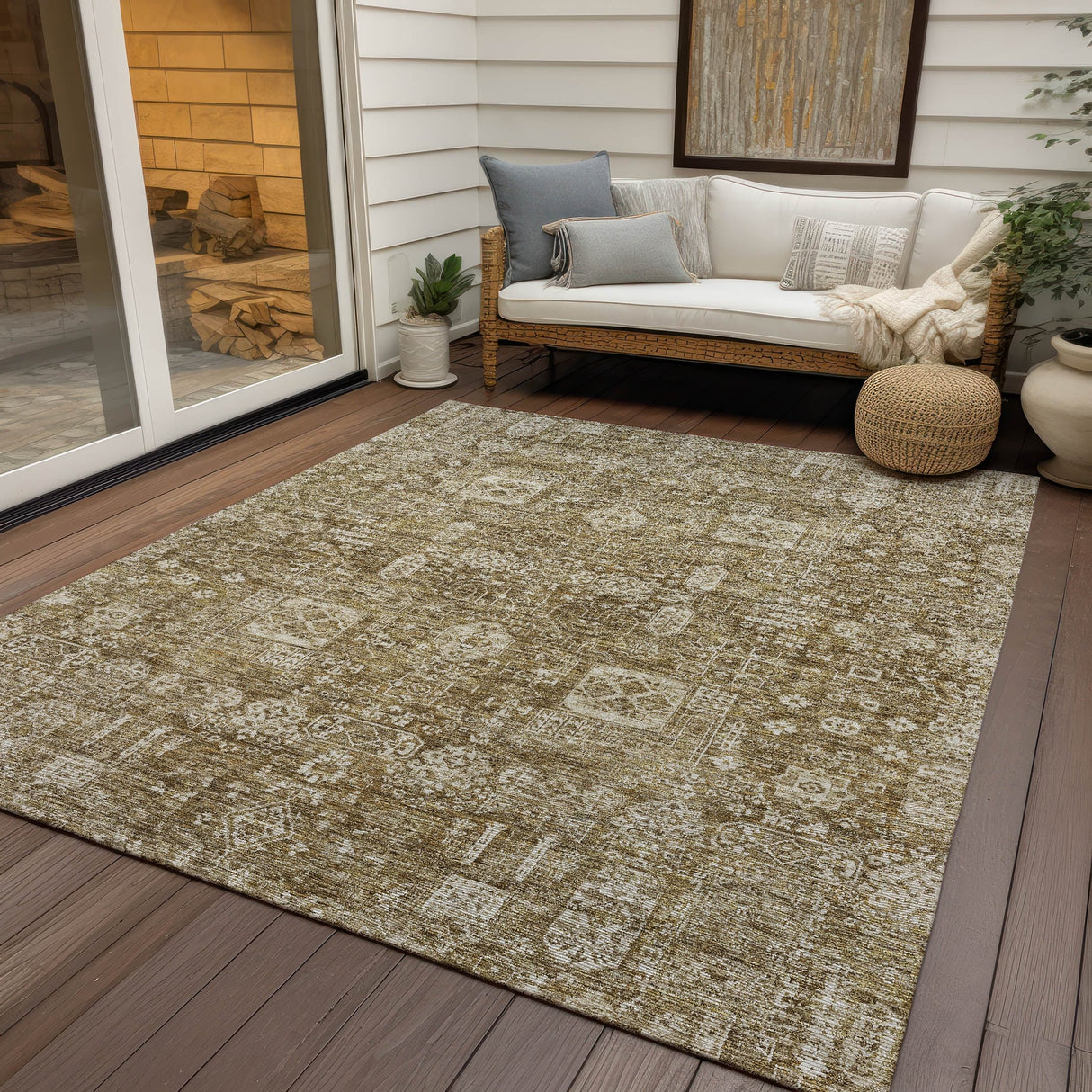 Machine Washable Indoor/ Outdoor Chantille Vintage Traditional Rug