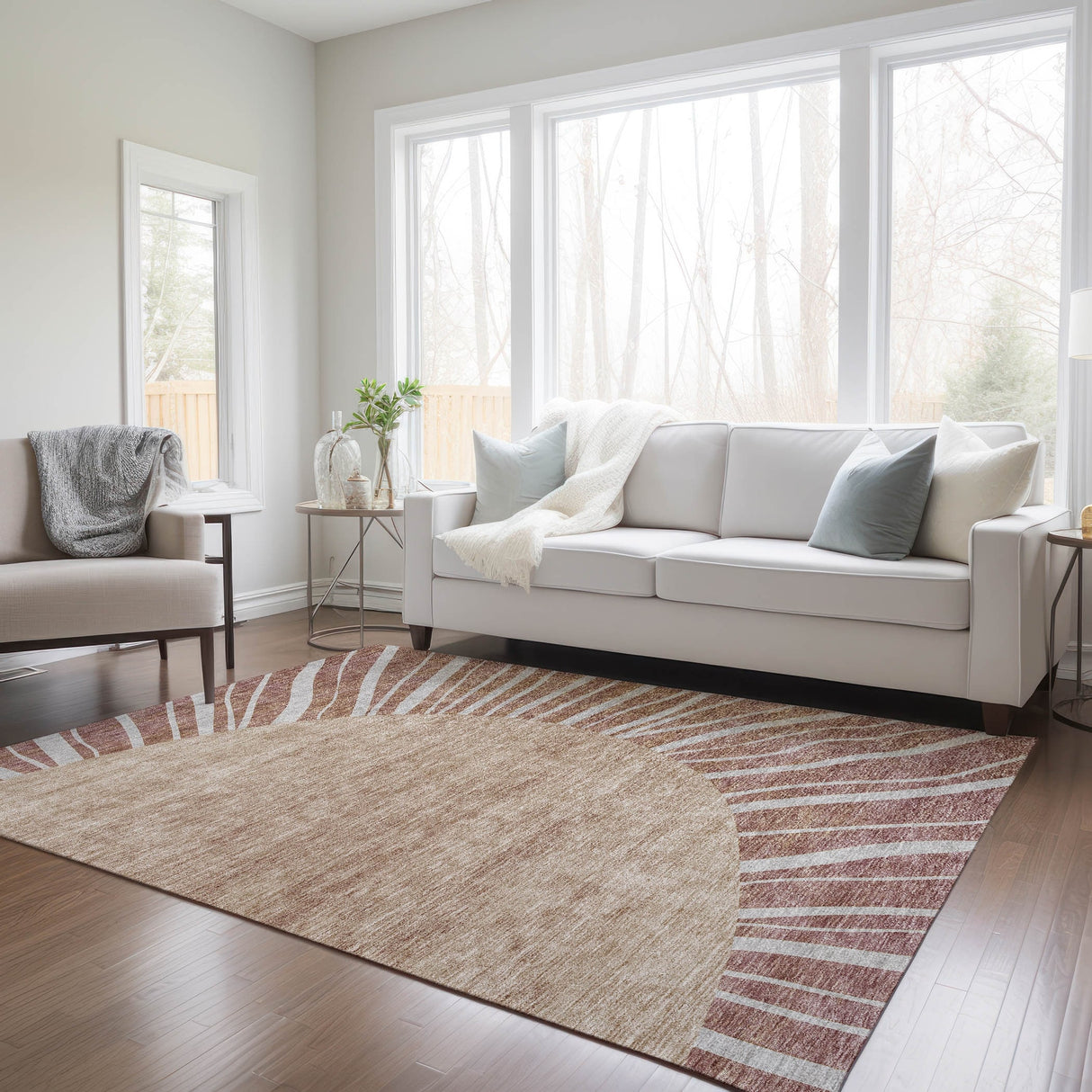 Machine Washable Indoor/ Outdoor ChantilleSunburst Modern Rug
