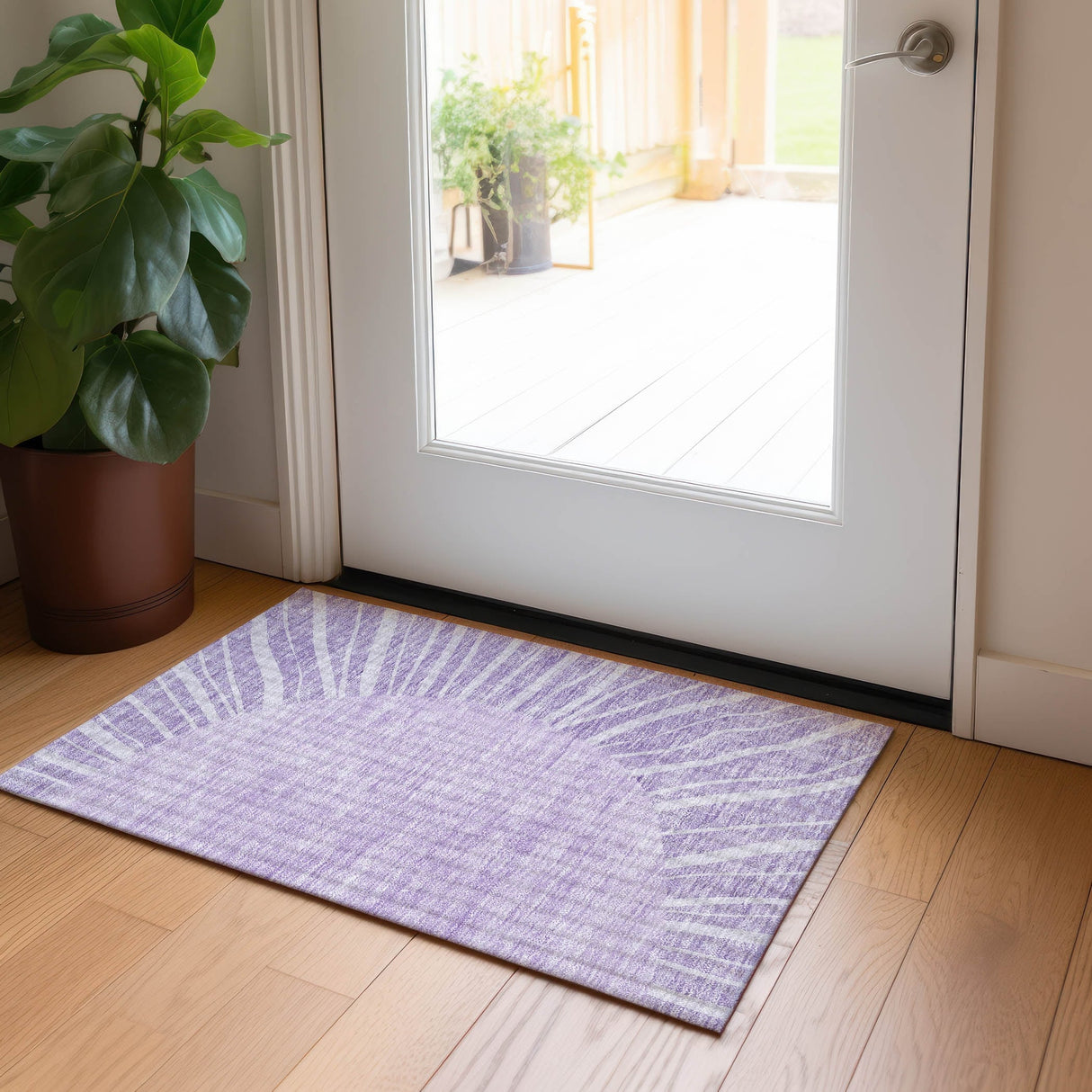 Machine Washable Indoor/ Outdoor ChantilleSunburst Modern Rug