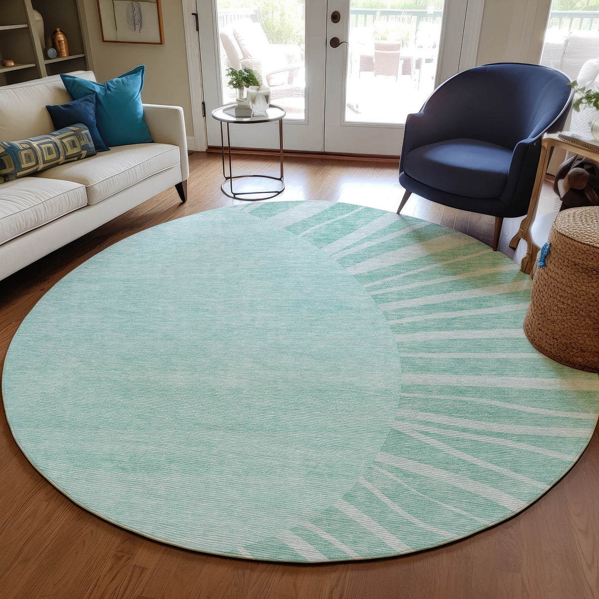Machine Washable Indoor/ Outdoor ChantilleSunburst Modern Rug