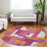 Machine Washable Indoor/ Outdoor Contempoary Blocks Chantille Rug