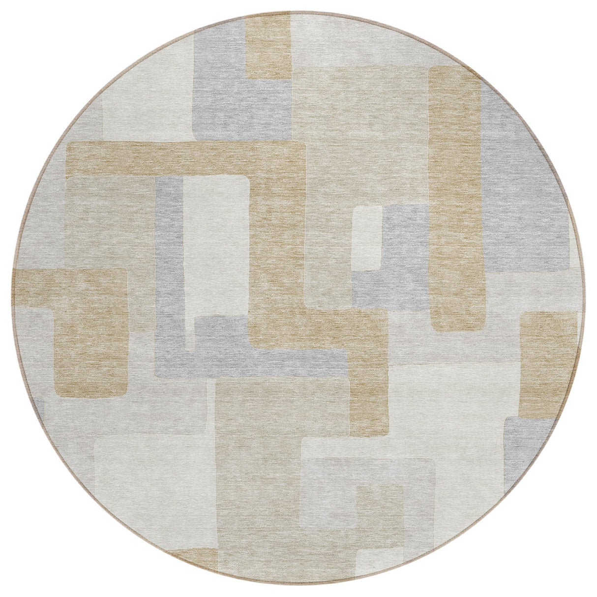 Machine Washable Indoor/ Outdoor Contempoary Blocks Chantille Rug