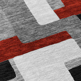 Machine Washable Indoor/ Outdoor Contempoary Blocks Chantille Rug