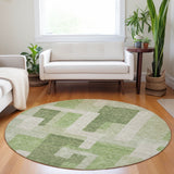 Machine Washable Indoor/ Outdoor Contempoary Blocks Chantille Rug