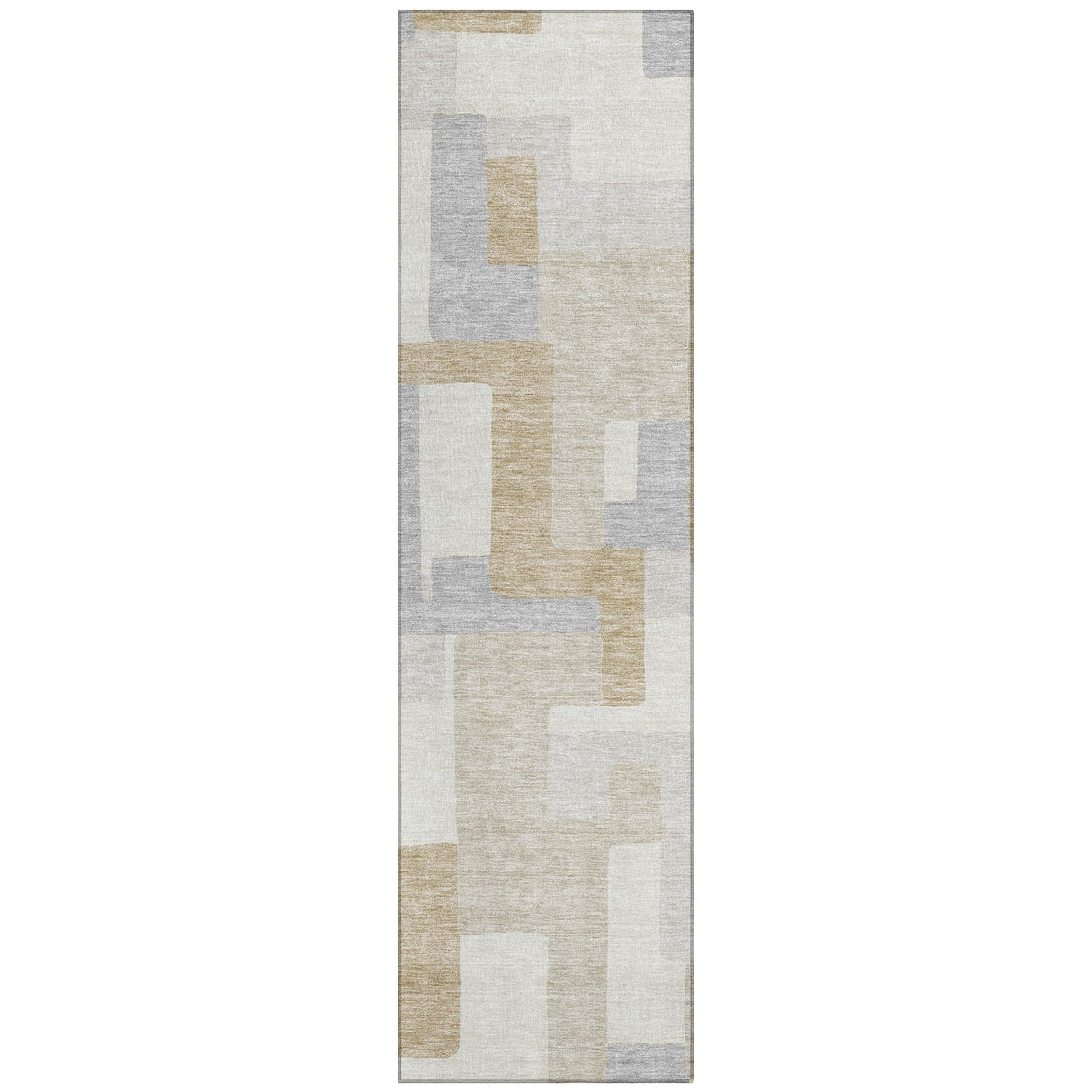 Machine Washable Indoor/ Outdoor Contempoary Blocks Chantille Rug