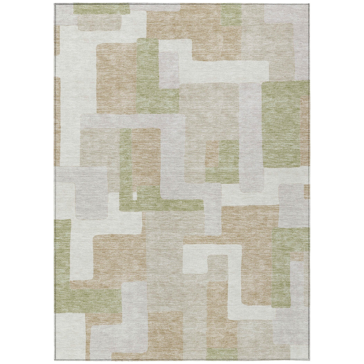 Machine Washable Indoor/ Outdoor Contempoary Blocks Chantille Rug