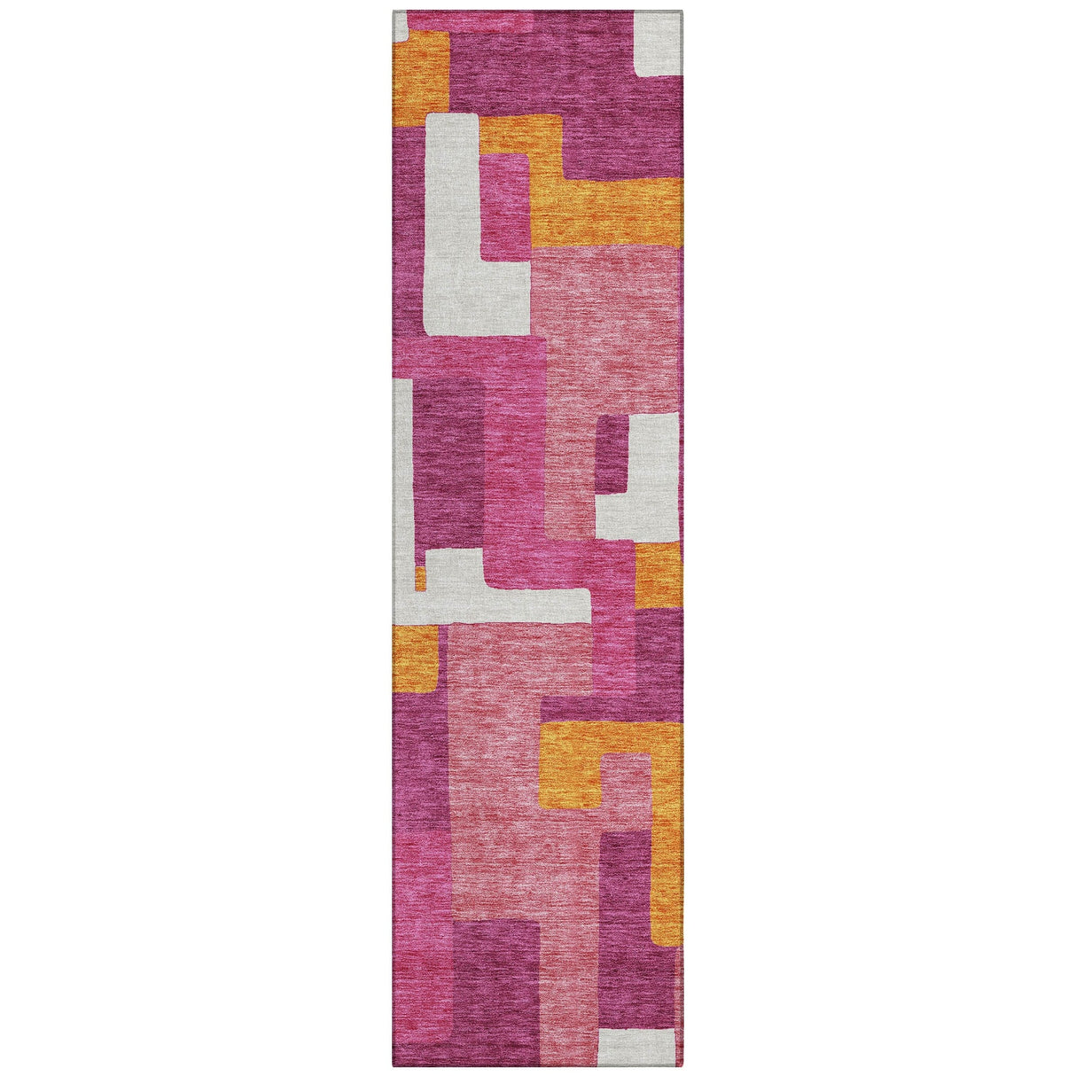 Machine Washable Indoor/ Outdoor Contempoary Blocks Chantille Rug