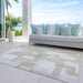 Machine Washable Indoor/ Outdoor Contempoary Blocks Chantille Rug