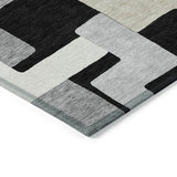 Machine Washable Indoor/ Outdoor Contempoary Blocks Chantille Rug