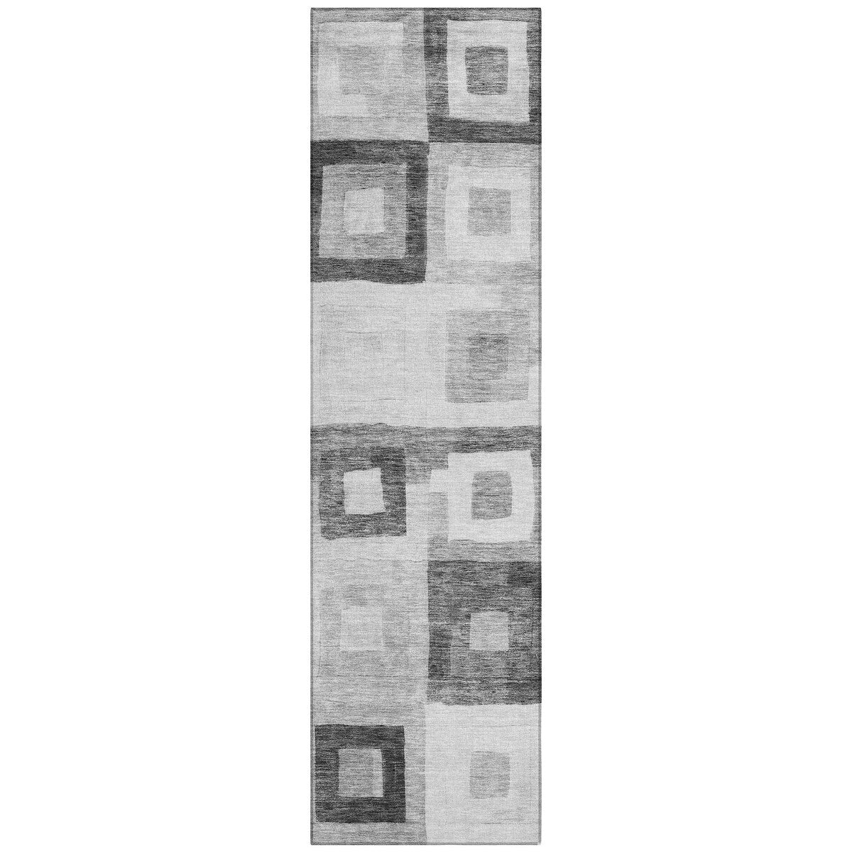 Machine Washable Indoor/ Outdoor Contemporary Blocks Chantille Rug