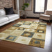 Machine Washable Indoor/ Outdoor Contemporary Blocks Chantille Rug