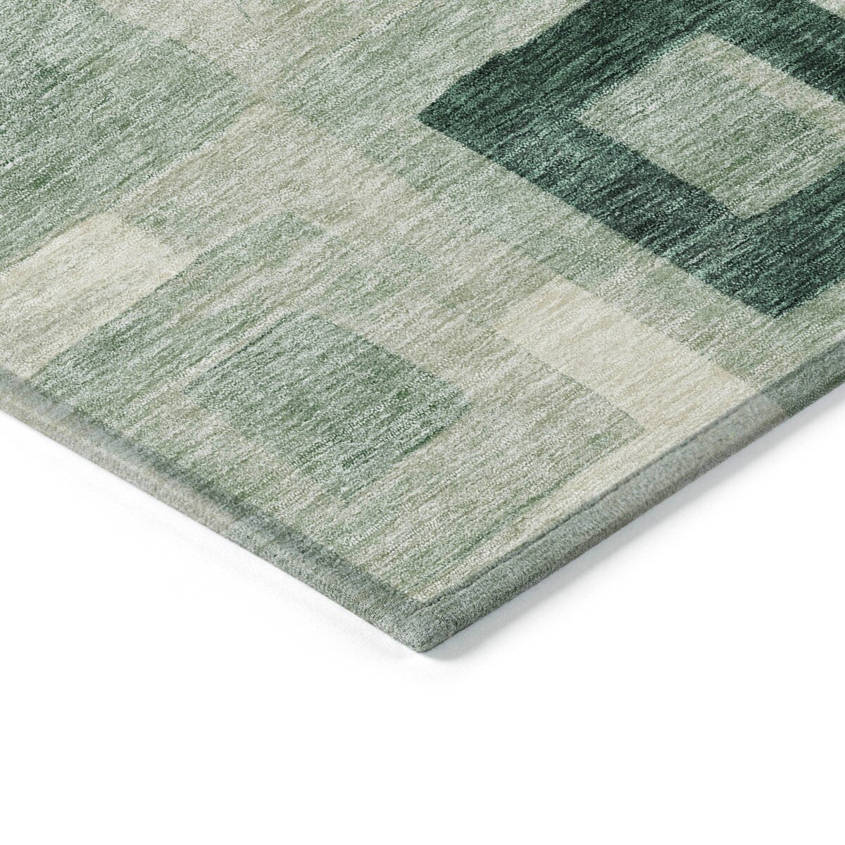 Machine Washable Indoor/ Outdoor Contemporary Blocks Chantille Rug