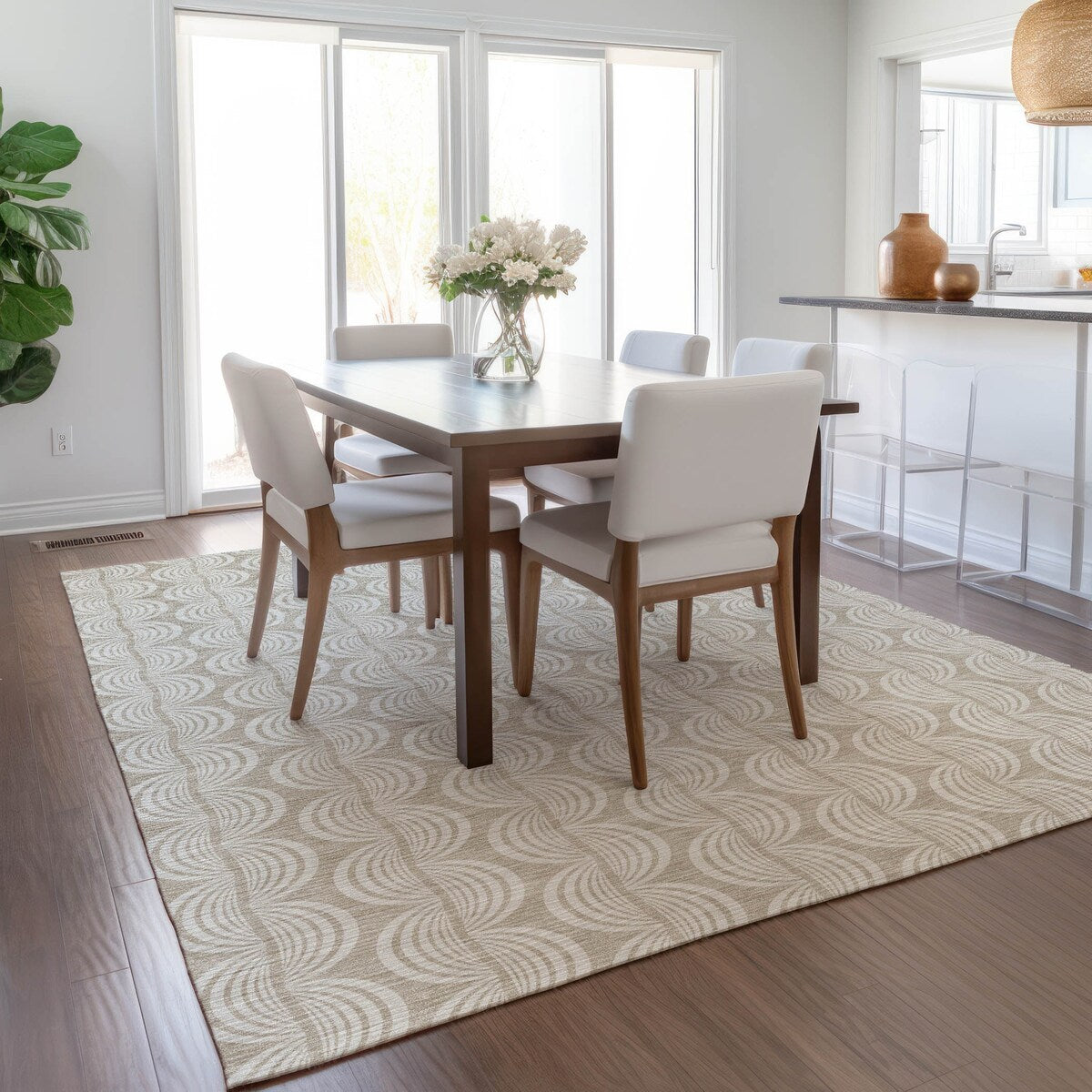 Machine Washable Indoor/ Outdoor Contemporary Chantille Rug