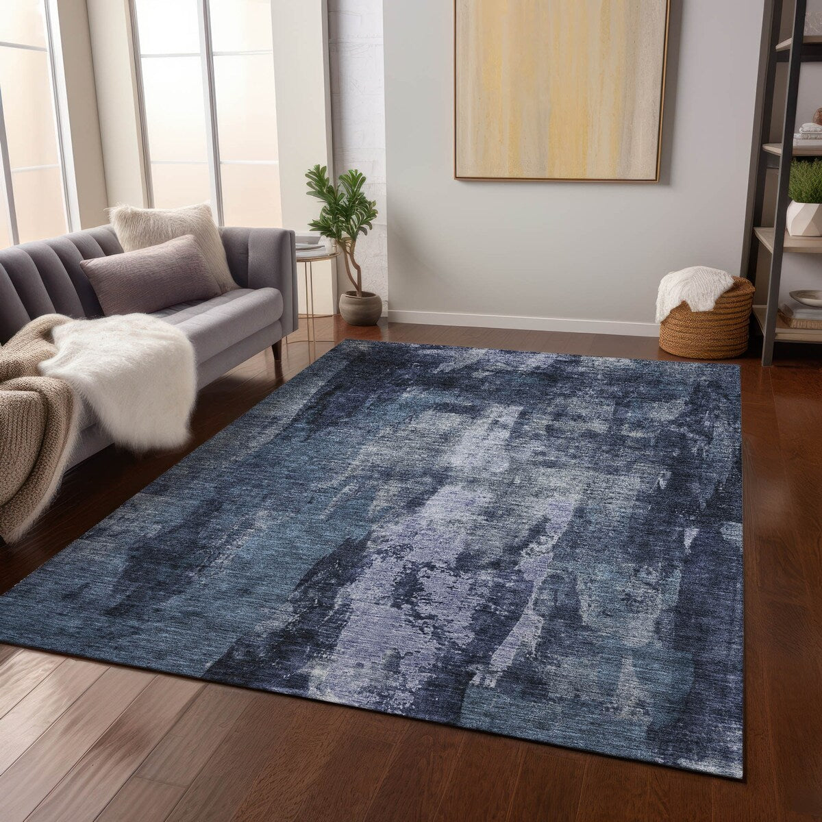 Machine Washable Indoor/ Outdoor Contemporary Chantille Rug