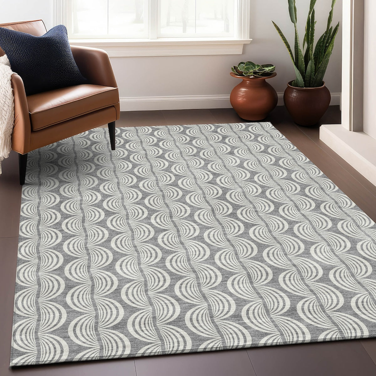 Machine Washable Indoor/ Outdoor Contemporary Chantille Rug