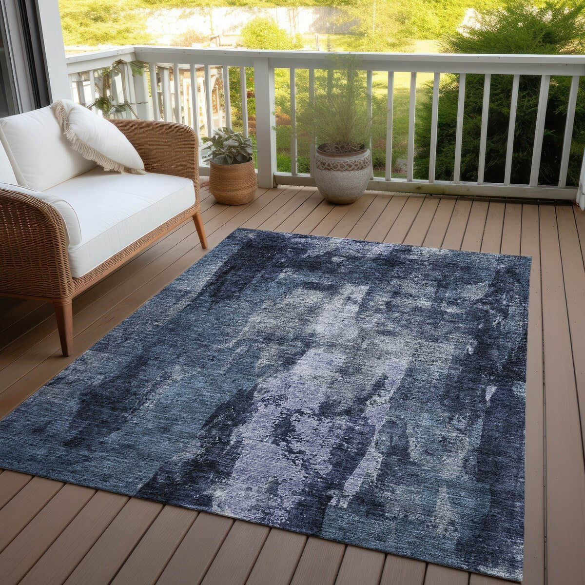 Machine Washable Indoor/ Outdoor Contemporary Chantille Rug