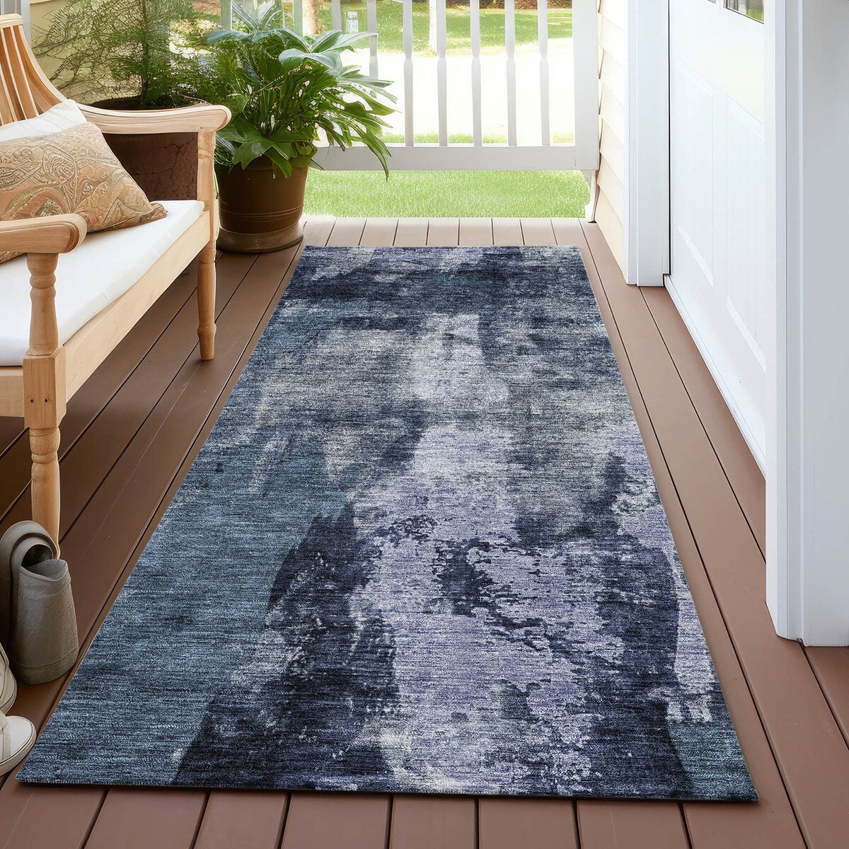 Machine Washable Indoor/ Outdoor Contemporary Chantille Rug