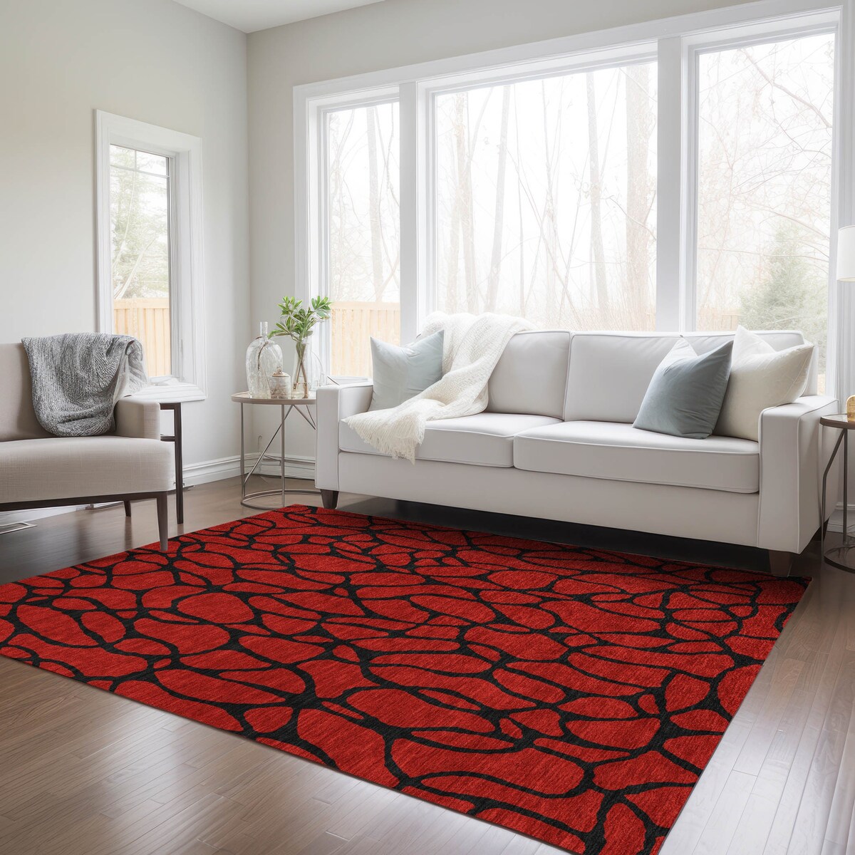 Machine Washable Indoor/ Outdoor Contemporary Chantille Rug