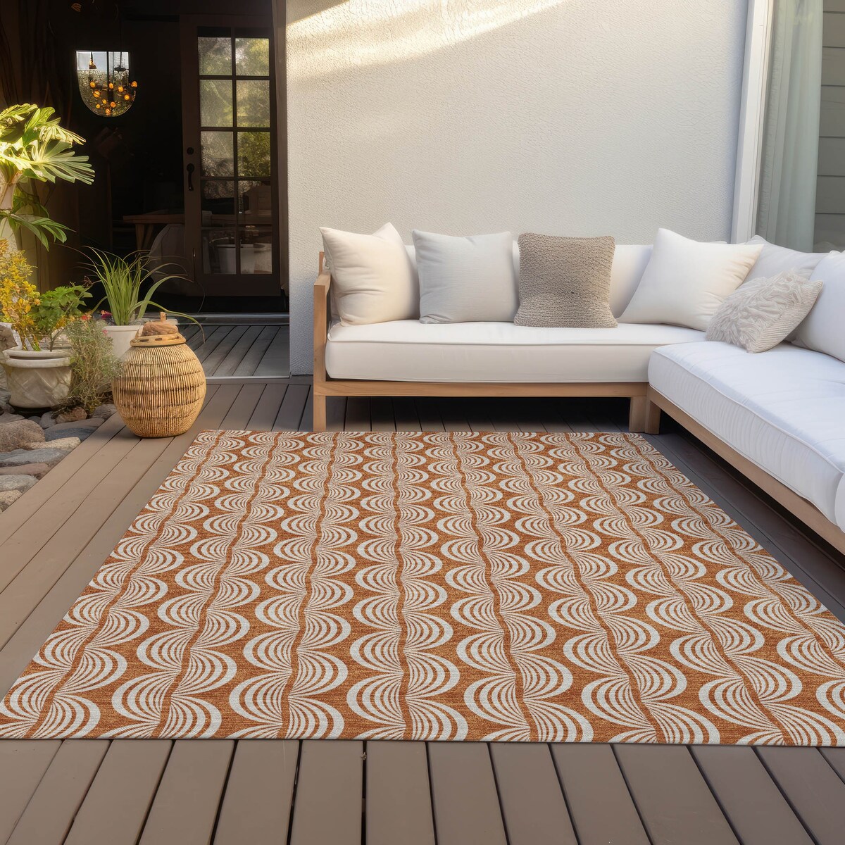 Machine Washable Indoor/ Outdoor Contemporary Chantille Rug