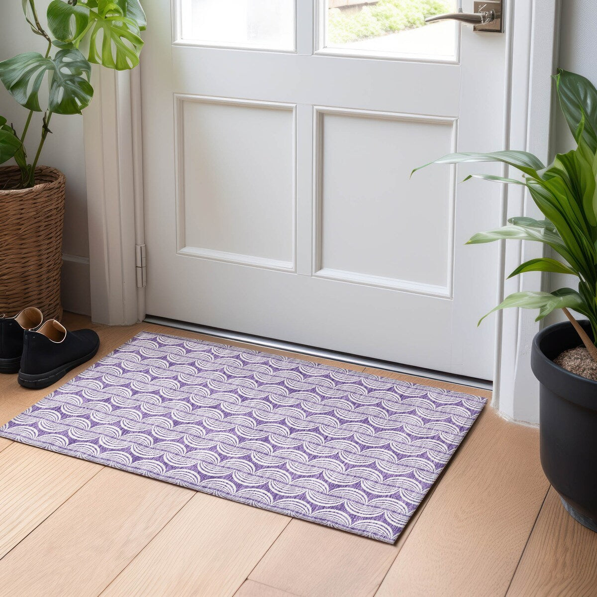 Machine Washable Indoor/ Outdoor Contemporary Chantille Rug