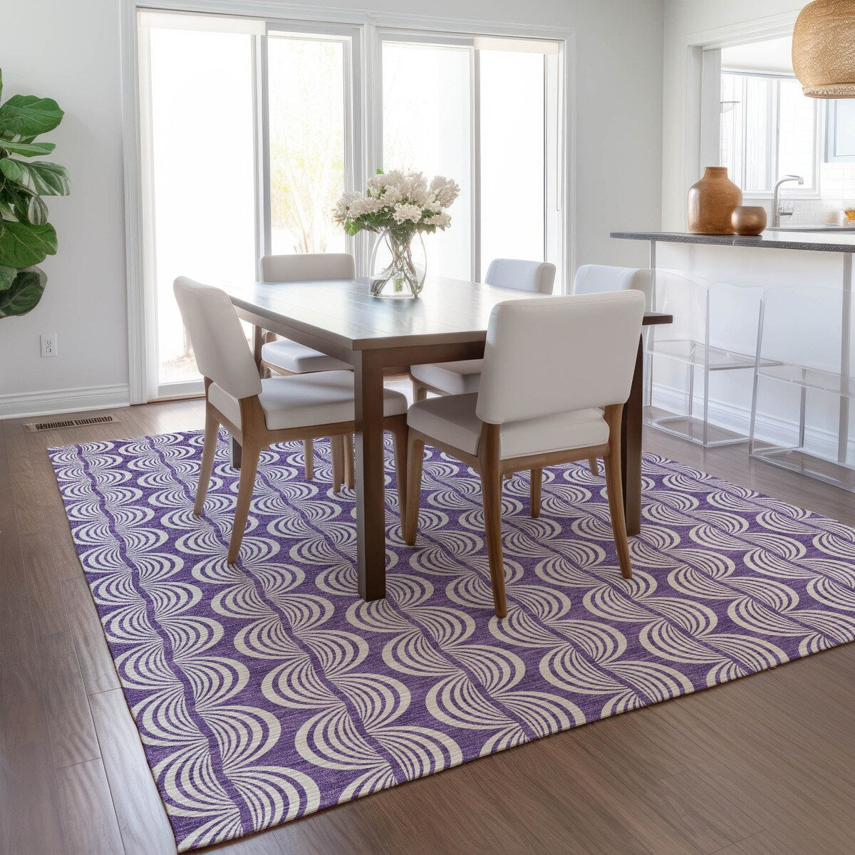 Machine Washable Indoor/ Outdoor Contemporary Chantille Rug