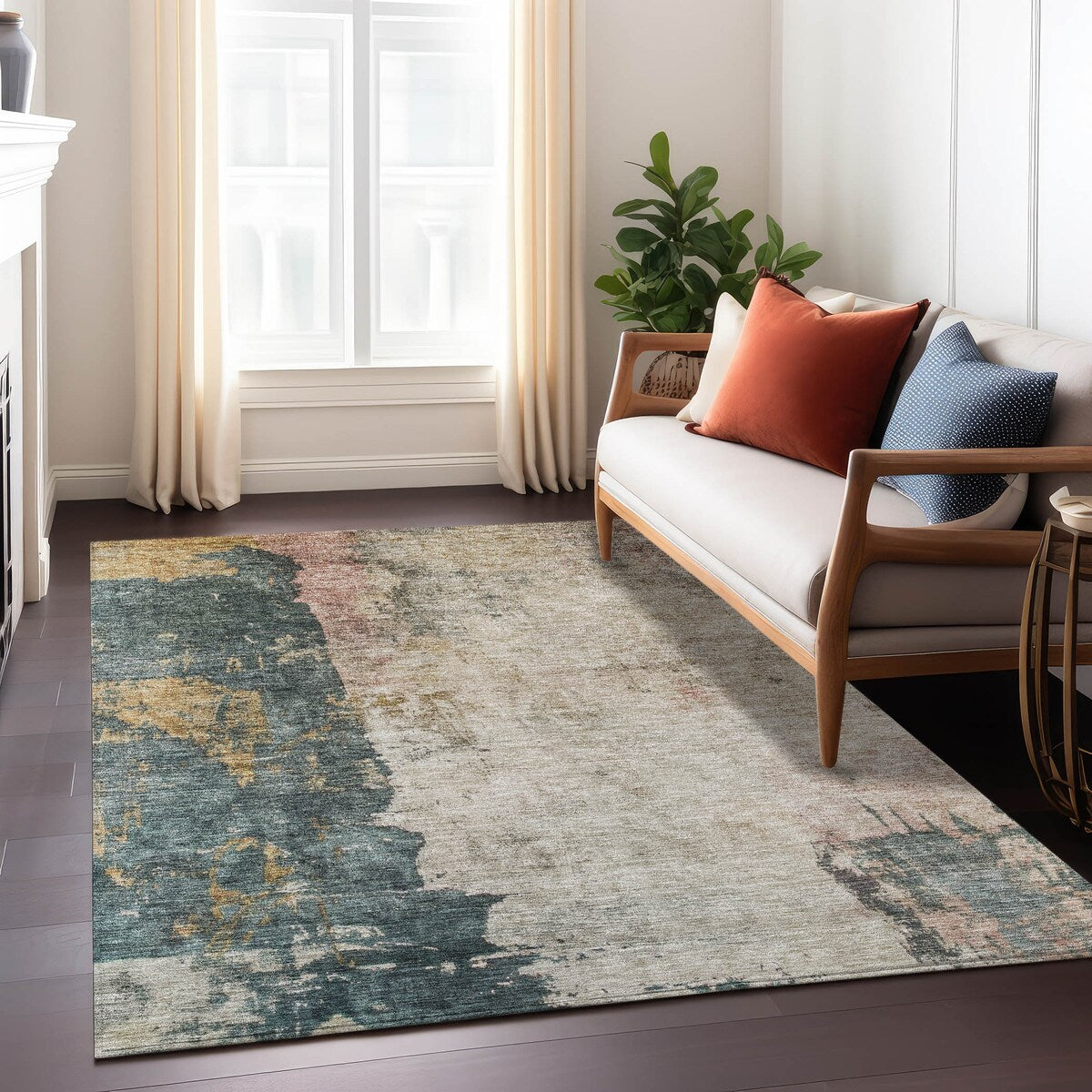 Machine Washable Indoor/ Outdoor Contemporary Chantille Rug