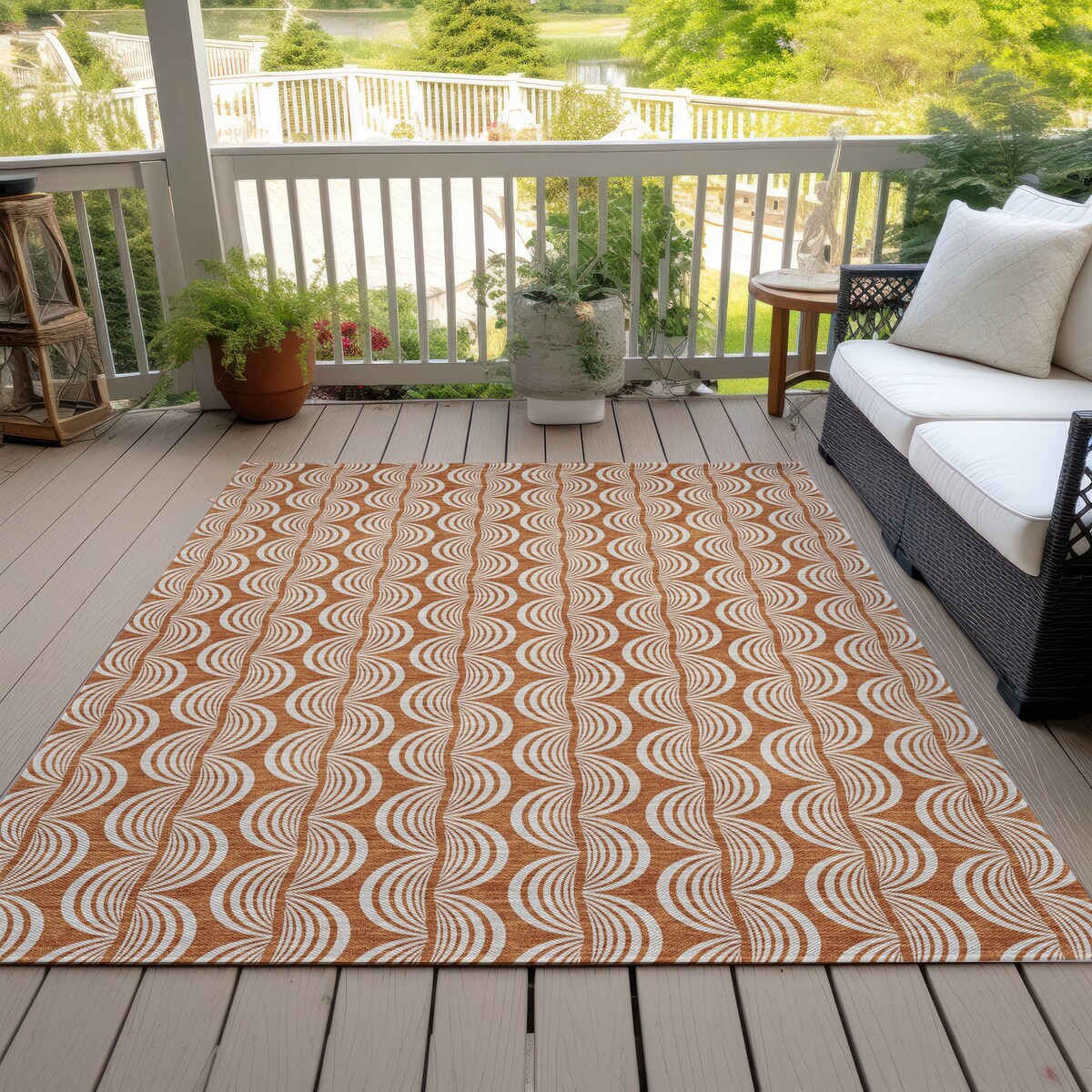 Machine Washable Indoor/ Outdoor Contemporary Chantille Rug