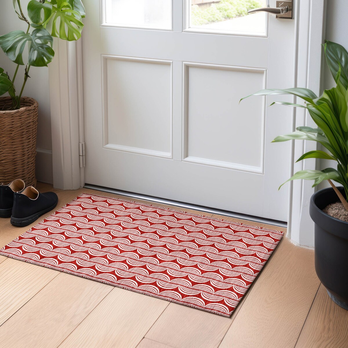 Machine Washable Indoor/ Outdoor Contemporary Chantille Rug