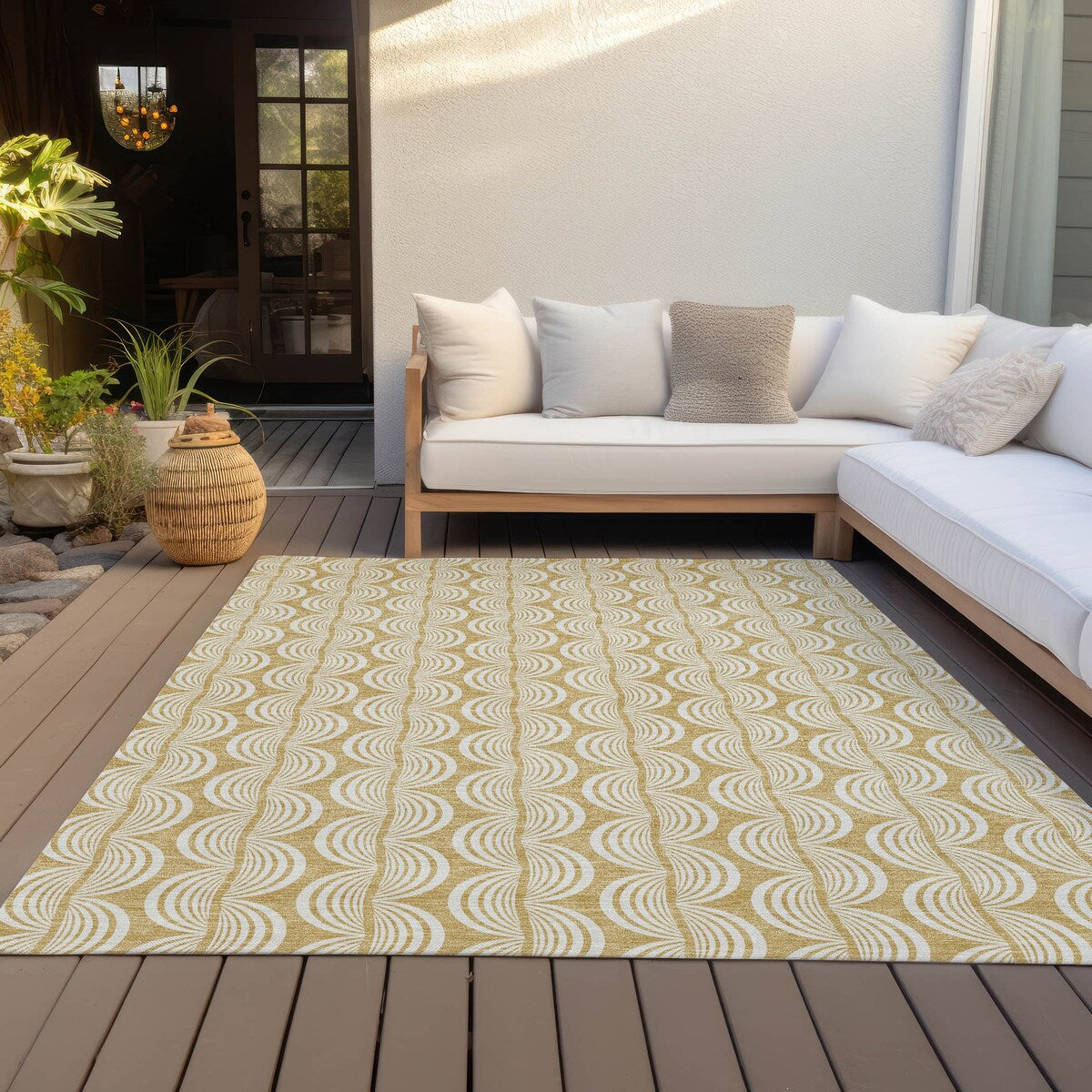 Machine Washable Indoor/ Outdoor Contemporary Chantille Rug