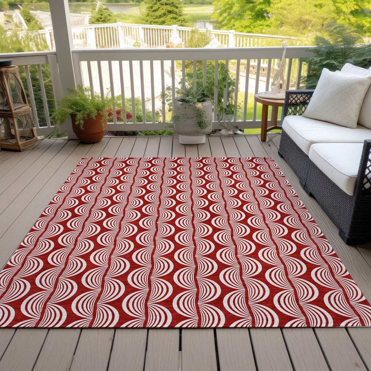 Machine Washable Indoor/ Outdoor Contemporary Chantille Rug