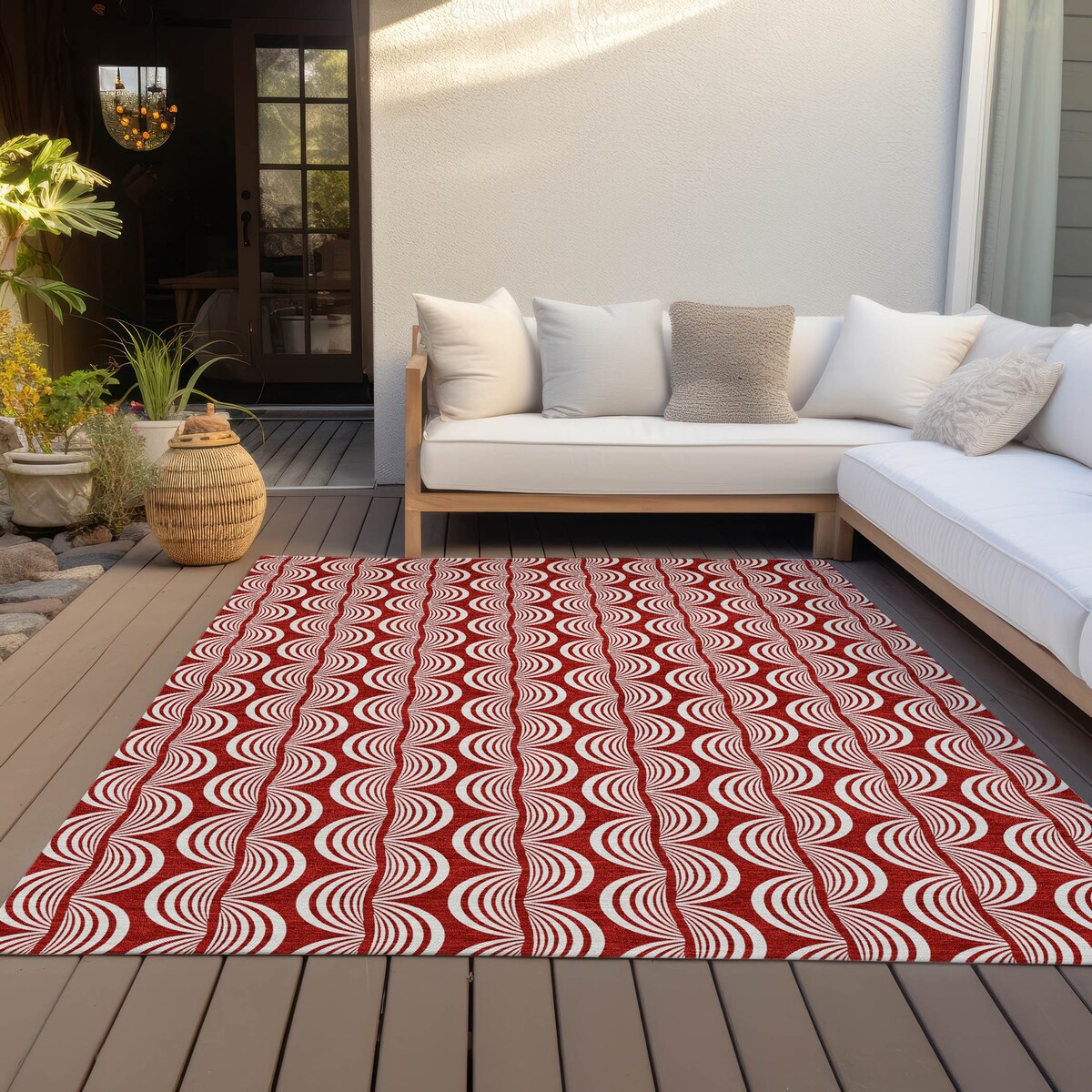 Machine Washable Indoor/ Outdoor Contemporary Chantille Rug