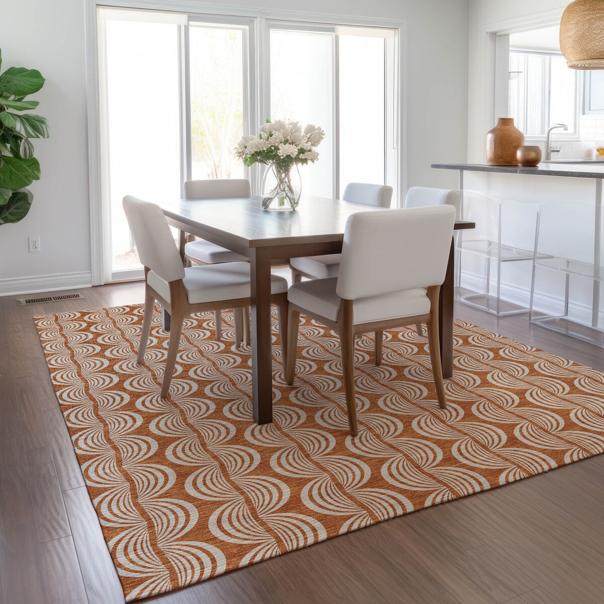 Machine Washable Indoor/ Outdoor Contemporary Chantille Rug