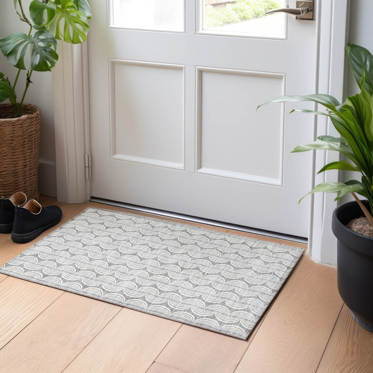 Machine Washable Indoor/ Outdoor Contemporary Chantille Rug