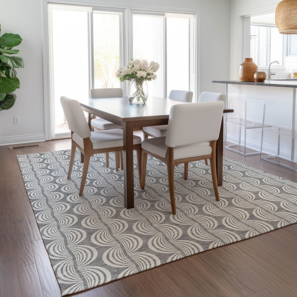 Machine Washable Indoor/ Outdoor Contemporary Chantille Rug