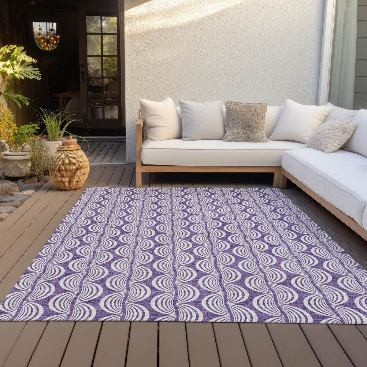 Machine Washable Indoor/ Outdoor Contemporary Chantille Rug