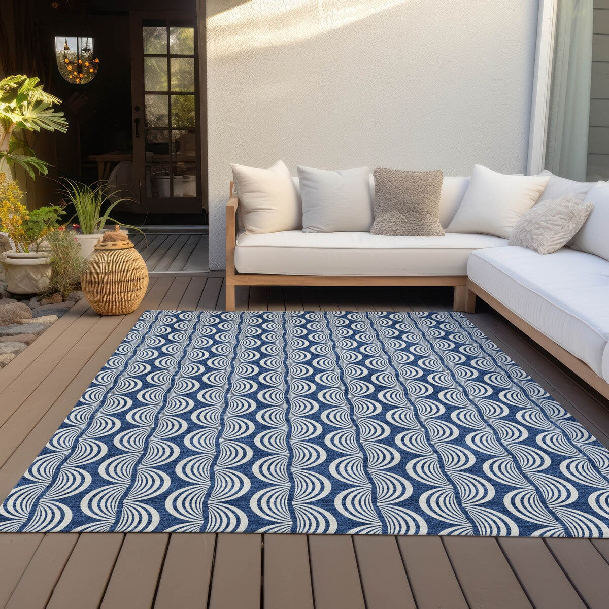Machine Washable Indoor/ Outdoor Contemporary Chantille Rug