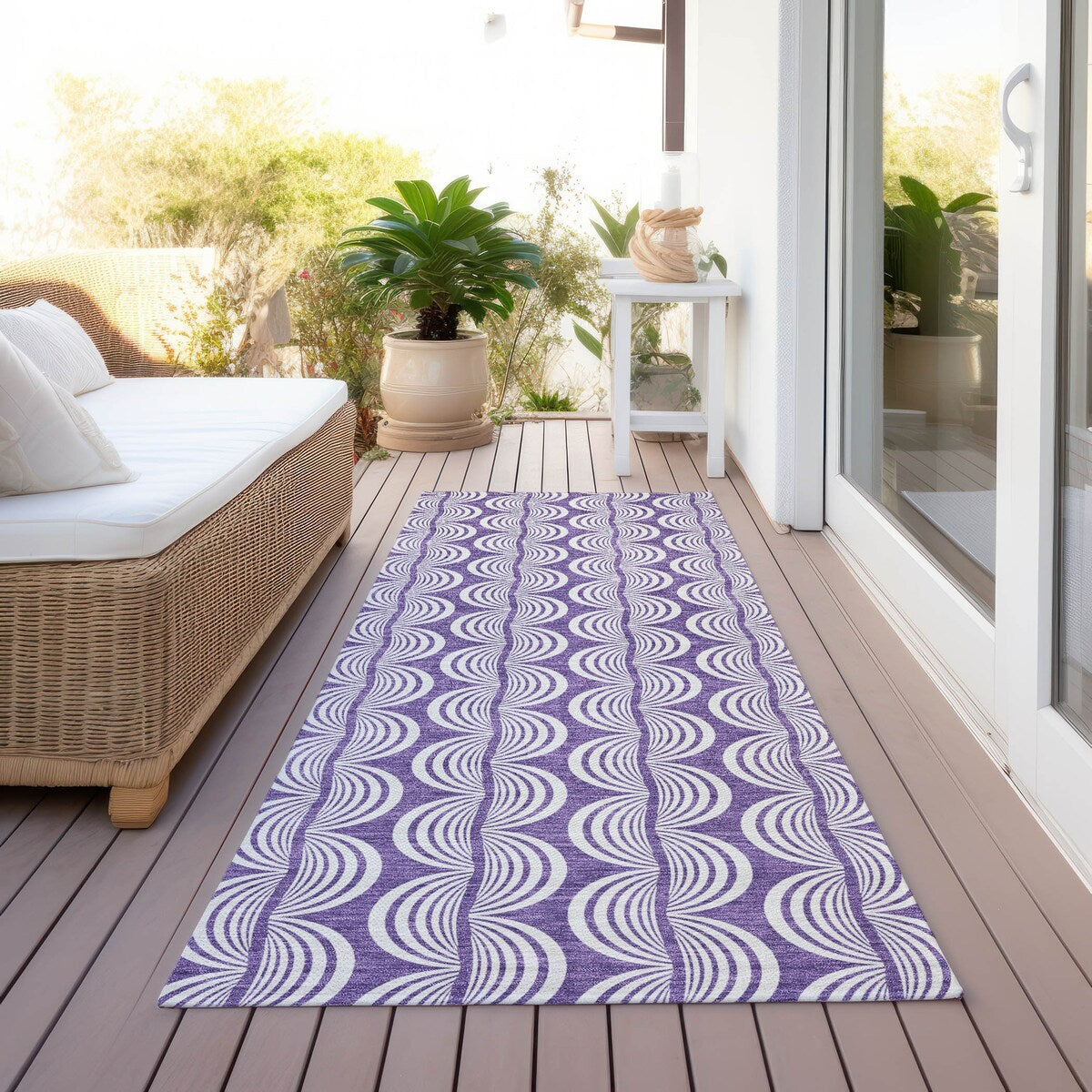 Machine Washable Indoor/ Outdoor Contemporary Chantille Rug