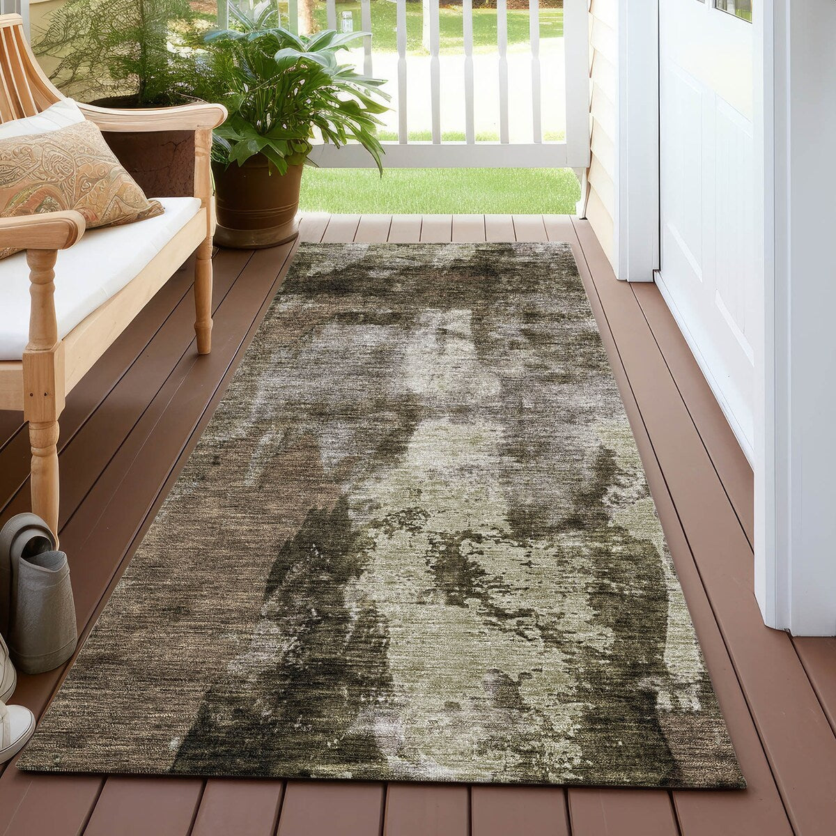 Machine Washable Indoor/ Outdoor Contemporary Chantille Rug