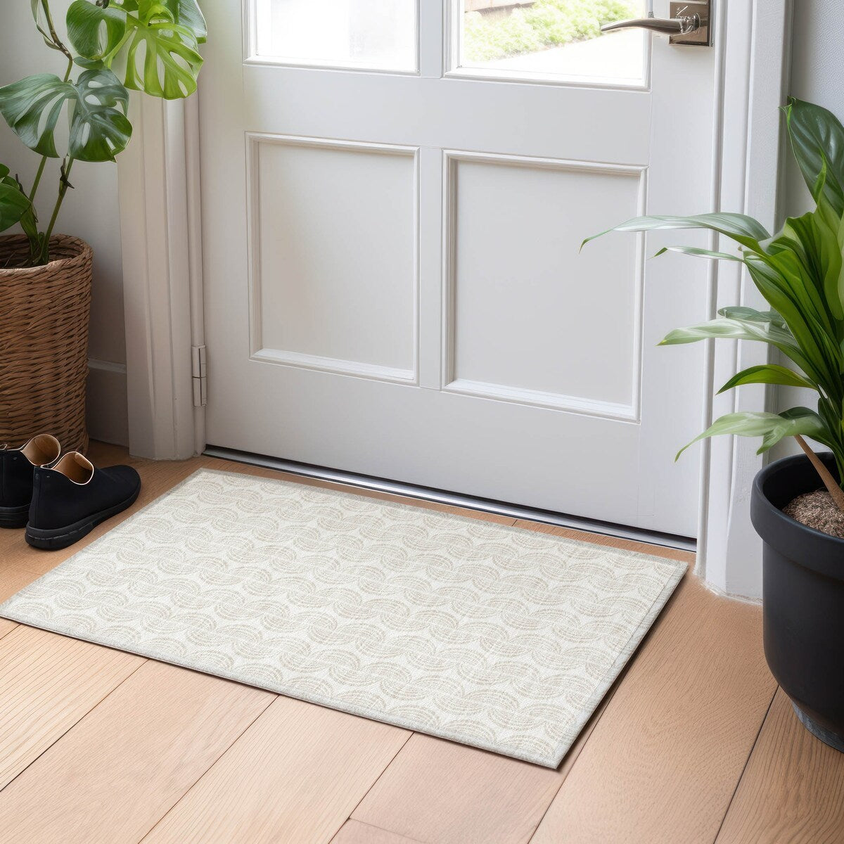 Machine Washable Indoor/ Outdoor Contemporary Chantille Rug