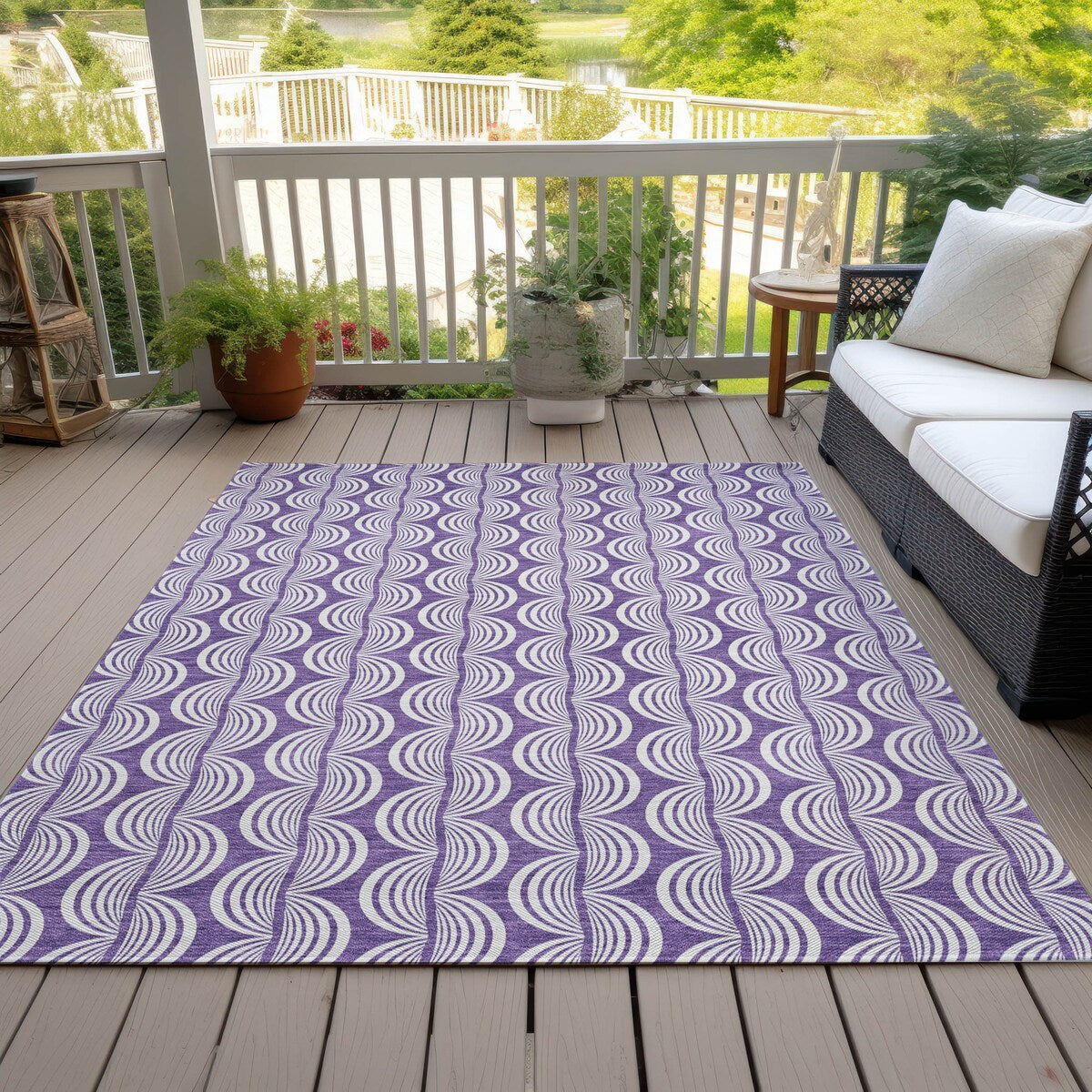 Machine Washable Indoor/ Outdoor Contemporary Chantille Rug