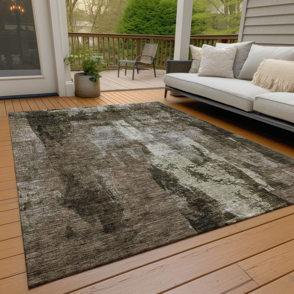 Machine Washable Indoor/ Outdoor Contemporary Chantille Rug