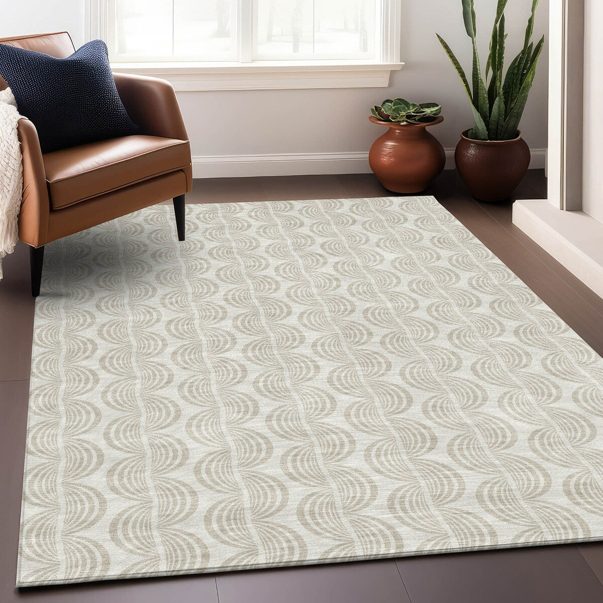 Machine Washable Indoor/ Outdoor Contemporary Chantille Rug