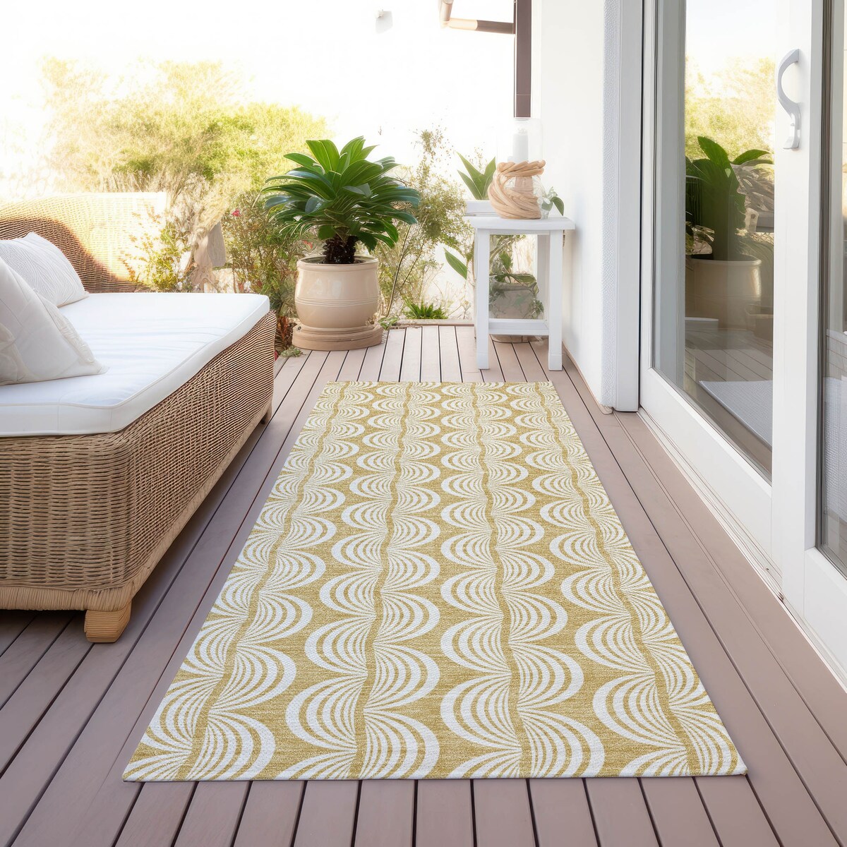 Machine Washable Indoor/ Outdoor Contemporary Chantille Rug